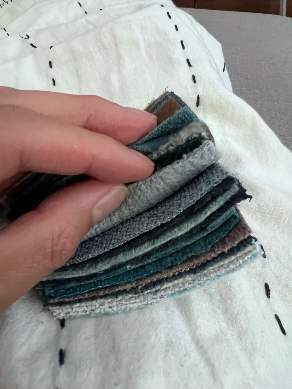 Mixed Crafting Fabric Swatches & Textures | Blue Teal & Gray Tones Bundle 20 3x3